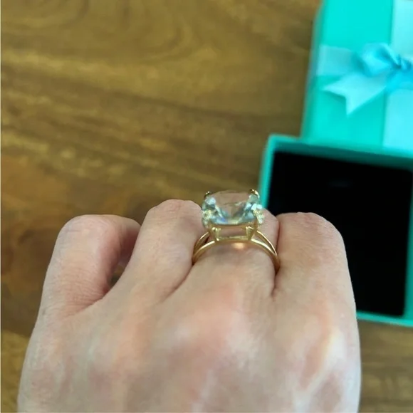 GORGEOUS! Large green amethyst 14K Gold-plated over 925 sterling silver NIB - Picture 5 of 5